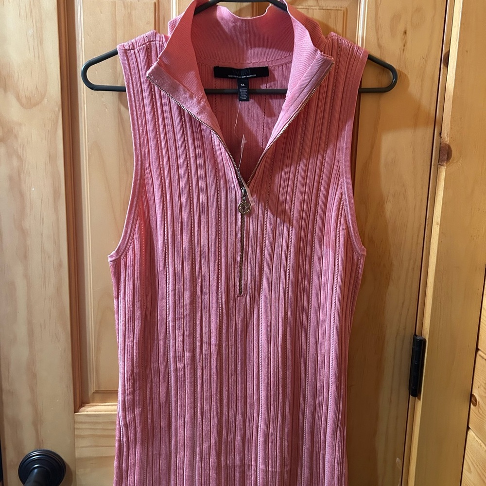 White House Black Market Pink Zip-Up Tank Top